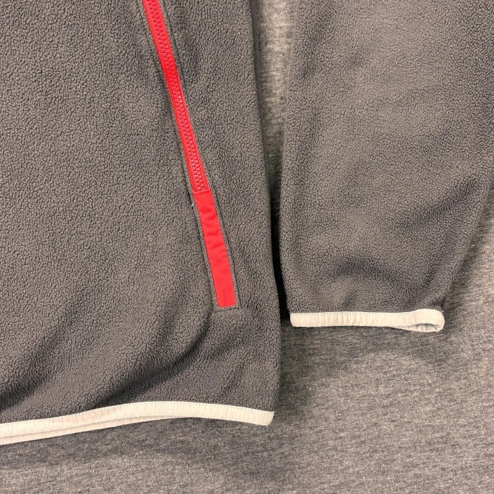 The North Face Jacket Mens Medium Gray Red‎ Fleece 1/4 Zip Pullover Pockets